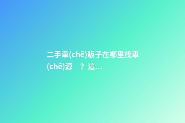 二手車(chē)販子在哪里找車(chē)源？這些批發(fā)進(jìn)貨渠道請(qǐng)收好！